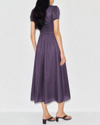 Maxi Dress with Purple Puffed Sleeves