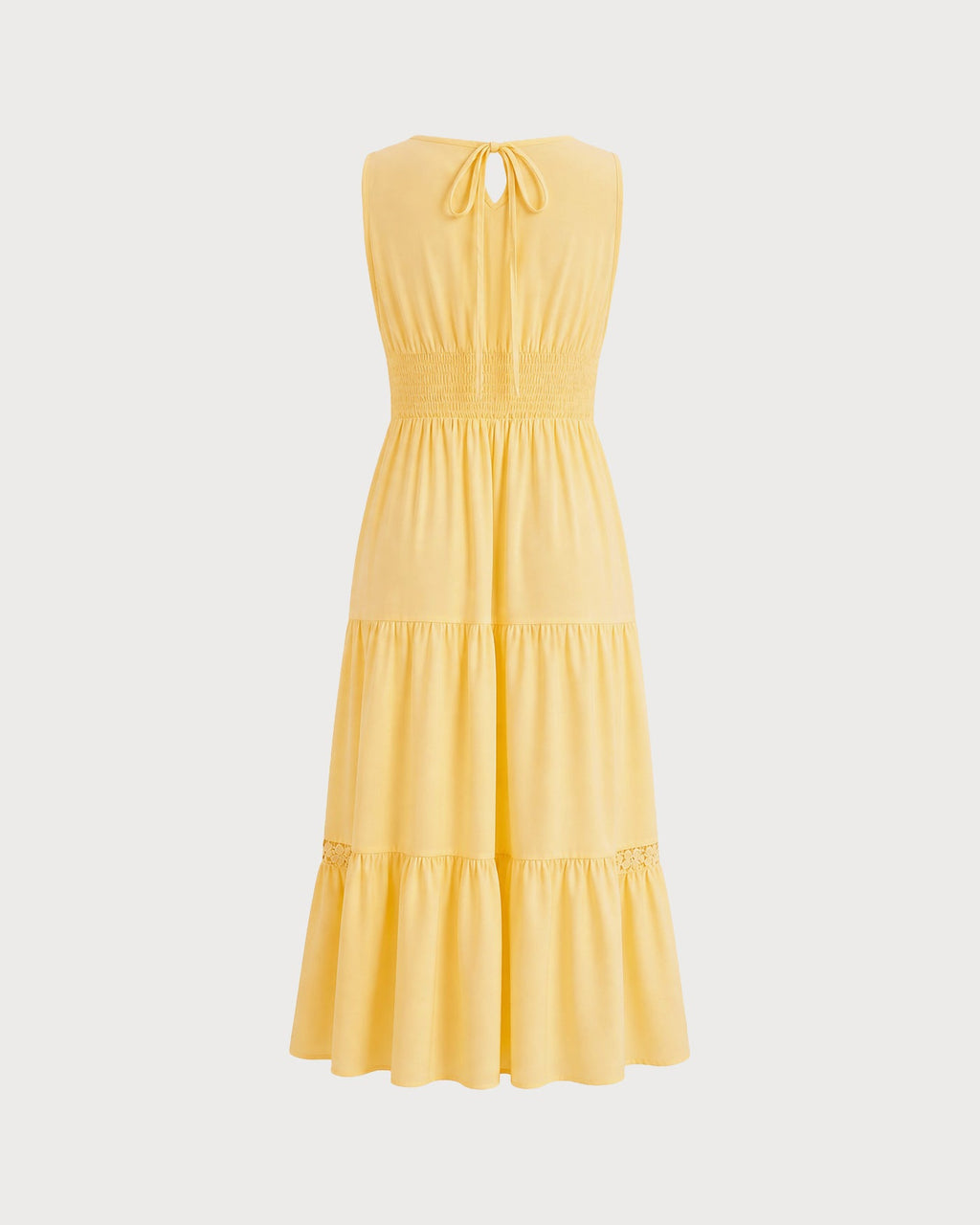 Yellow Sleeveless Maxi Dress with Shirred Details