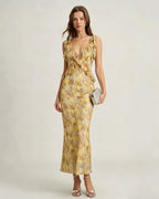 Maxi Dress with Ruffled Yellow Slip
