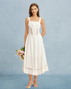 Maxi Dress with White Lace Accents