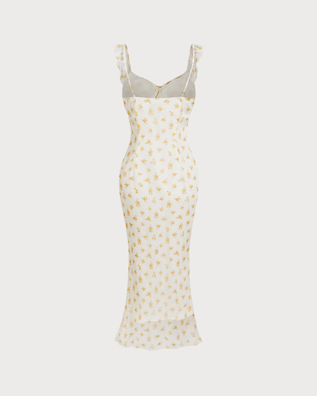 Maxi Dress with Apricot Floral Ruffles