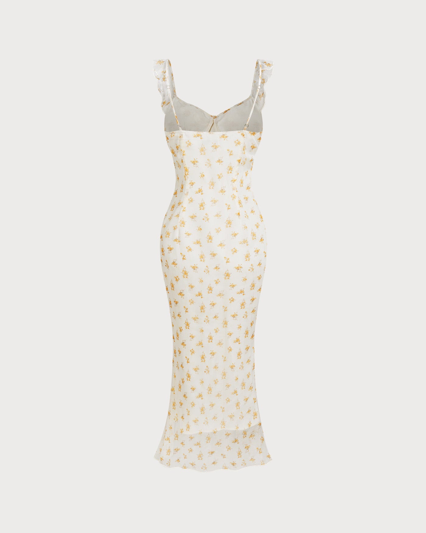 Maxi Dress with Apricot Floral Ruffles