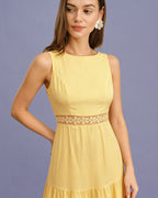 Yellow Sleeveless Maxi Dress with Shirred Details
