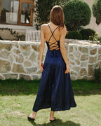 Navy Satin Maxi Slip Dress