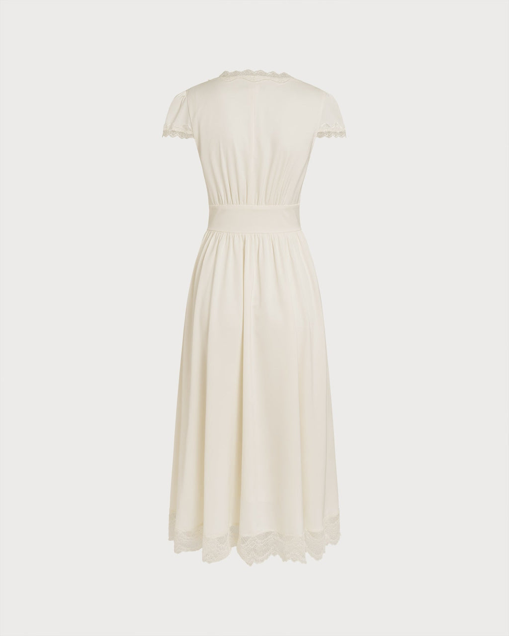 Apricot Lace Maxi Dress with V-Neck