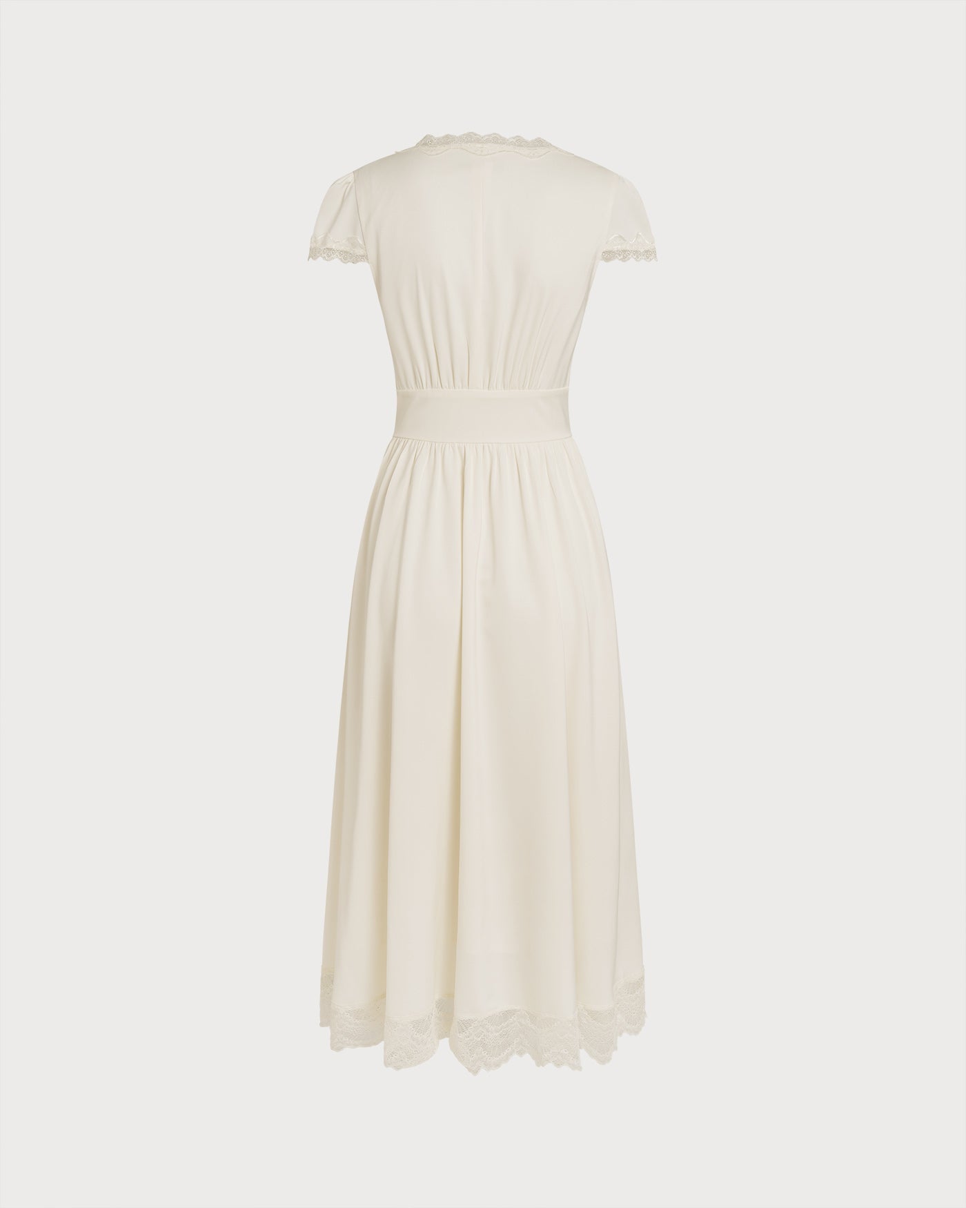 Apricot Lace Maxi Dress with V-Neck