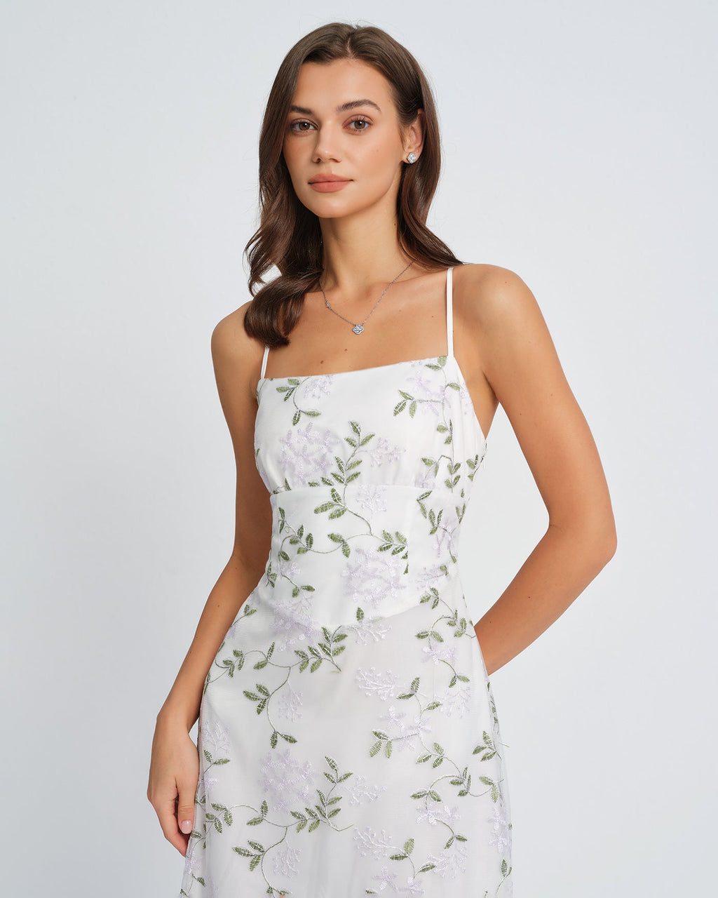 White Floral Maxi Dress with Slip Design