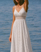 White Textured Cut-Out Maxi Dress