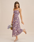 Jacquard Slip Maxi Dress in Purple X Cross Design