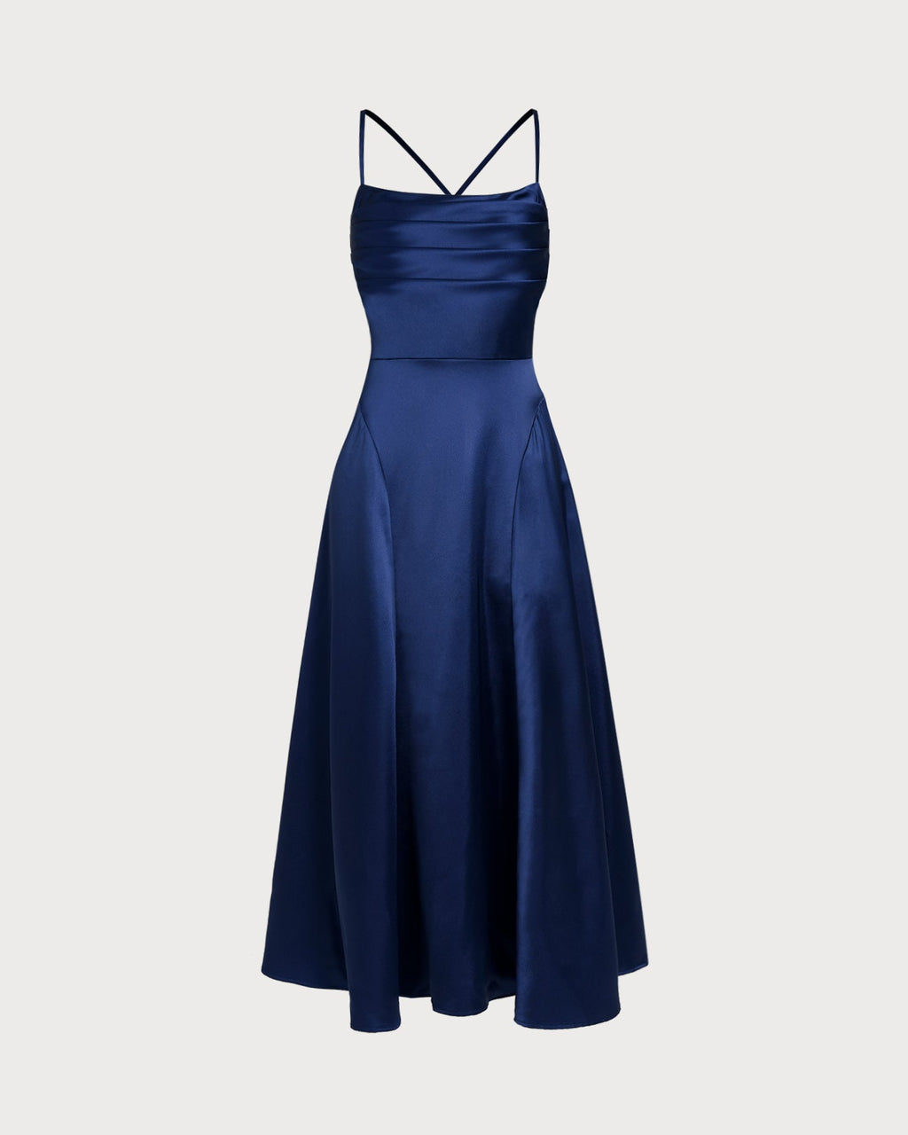 Navy Satin Maxi Slip Dress