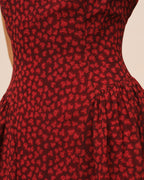 Floral Maxi Dress with Red Cap Sleeves