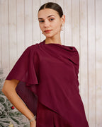 Maxi Dress in Wine Red with Shawl