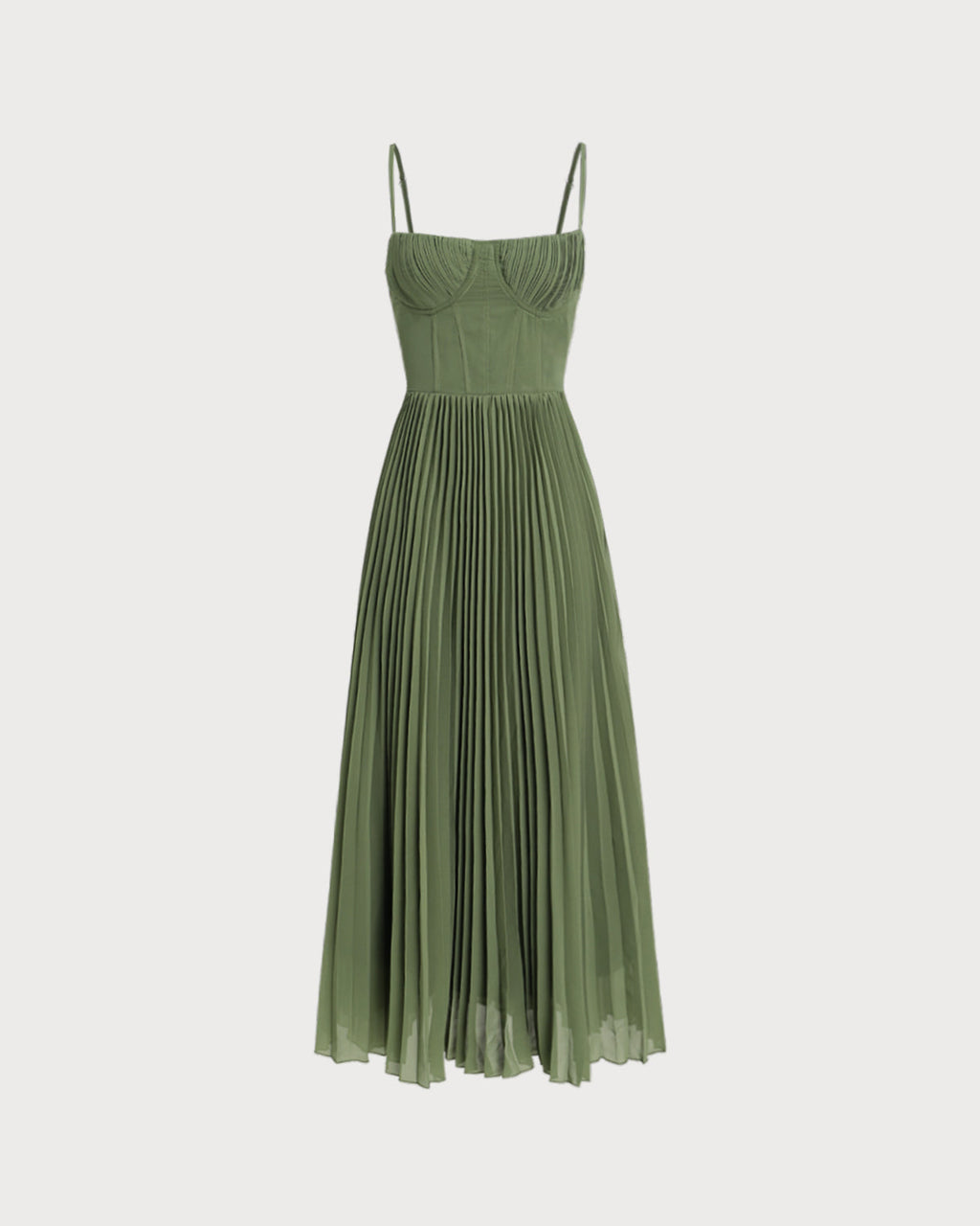 Flowy Maxi Dress with Sweetheart Neckline in Green
