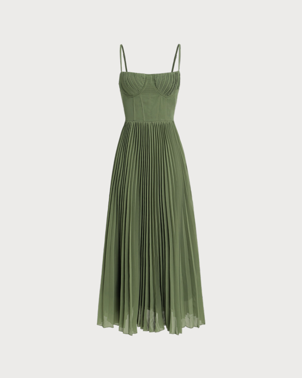 Flowy Maxi Dress with Sweetheart Neckline in Green