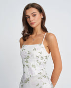 White Floral Maxi Dress with Slip Design