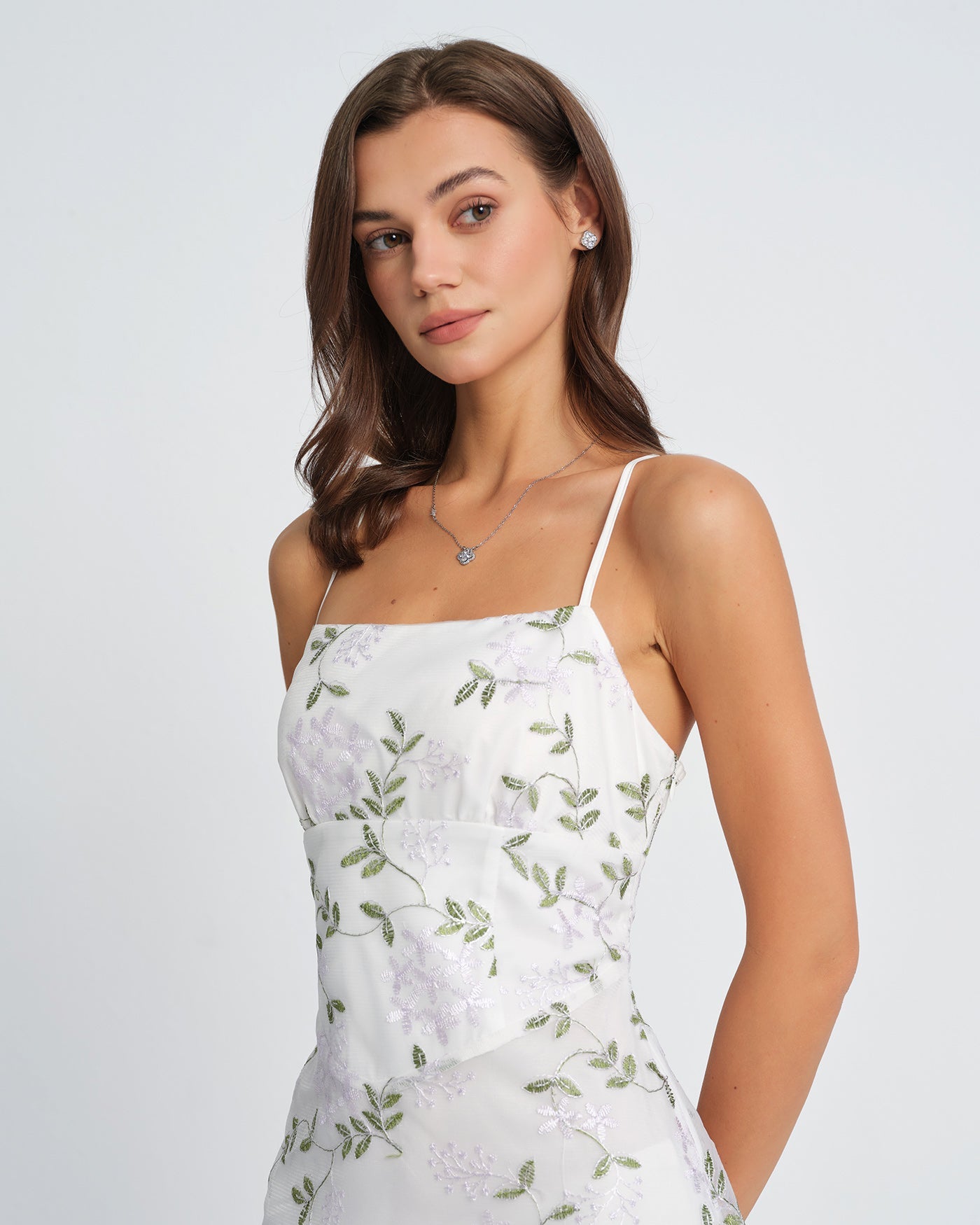 White Floral Maxi Dress with Slip Design