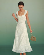 Apricot Jacquard A-Line Maxi Dress