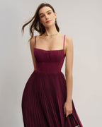 Flowy Maxi Dress with Sweetheart Neckline in Wine Red