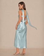 Emerald Flowing Satin Mermaid Maxi Dress