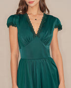 Emerald V-Neck Lace Maxi Dress