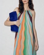 Geometric Print Maxi Dress with Round Neck