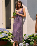Floral Ruffle Maxi Dress in Purple