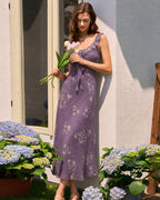Floral Ruffle Maxi Dress in Purple