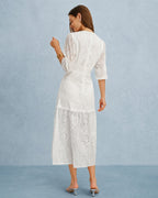 White V-Neck Cutout Maxi Dress