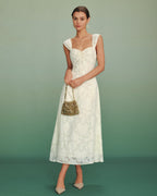 Apricot Jacquard A-Line Maxi Dress