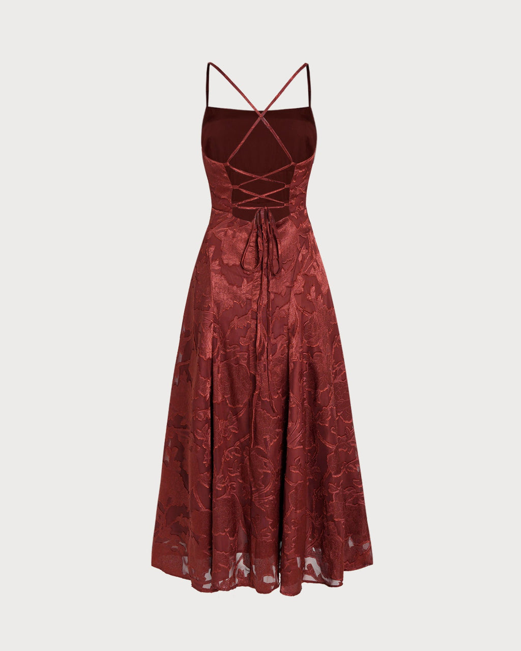 Floral Maxi Dress in Brick Red with X Cross Design