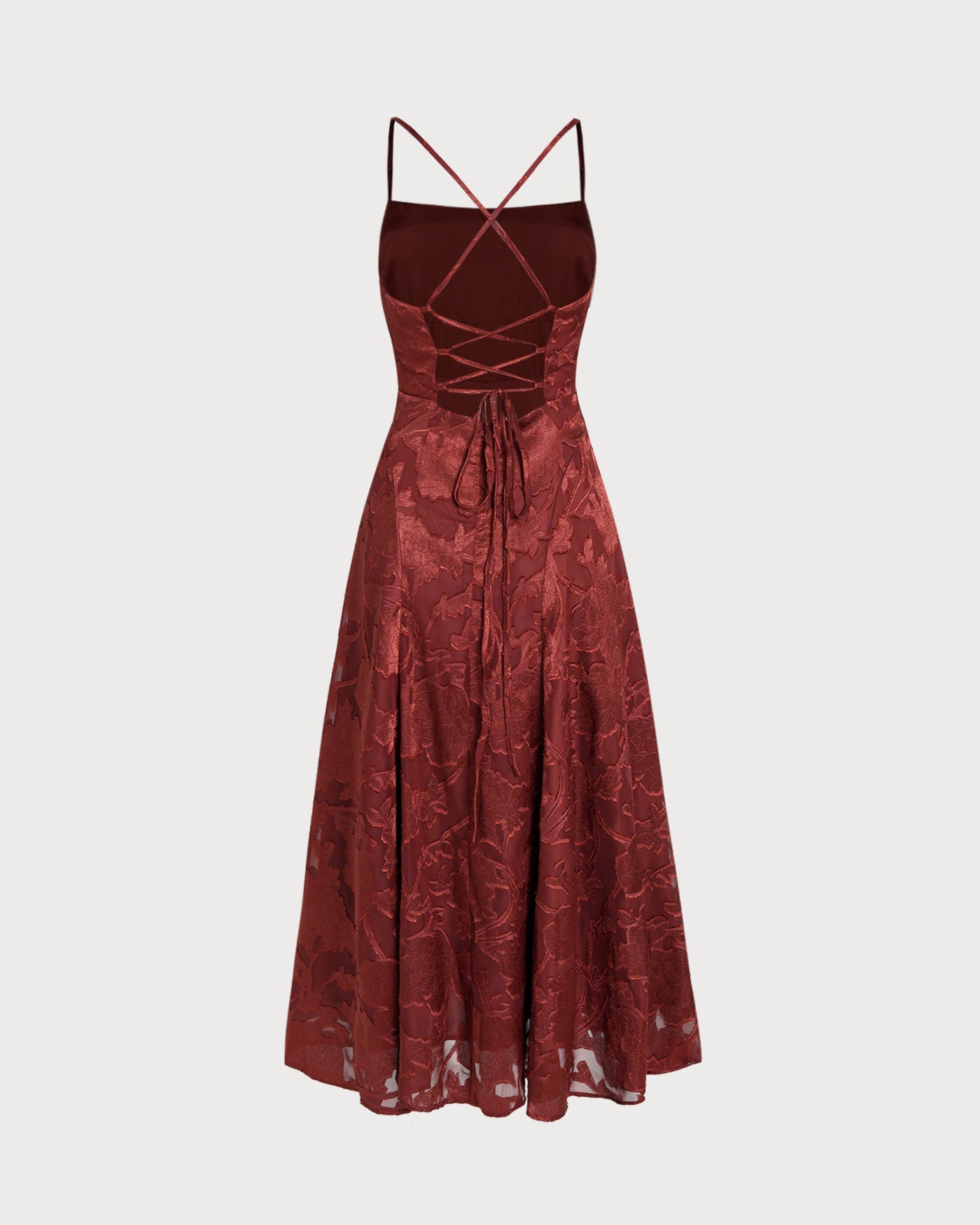 Floral Maxi Dress in Brick Red with X Cross Design