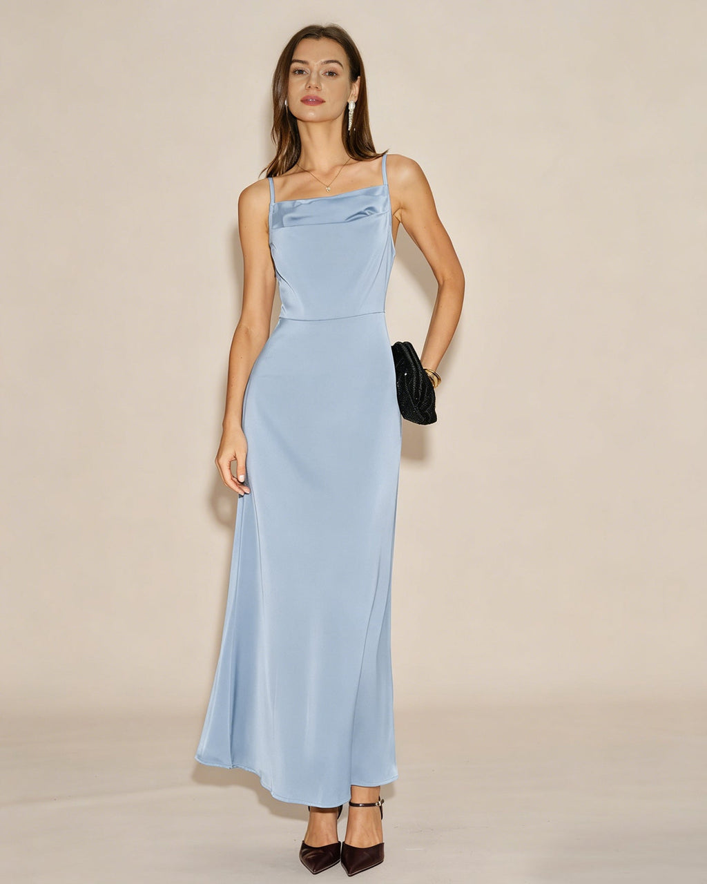 Sky Blue A-Line Maxi Dress with Slip Design