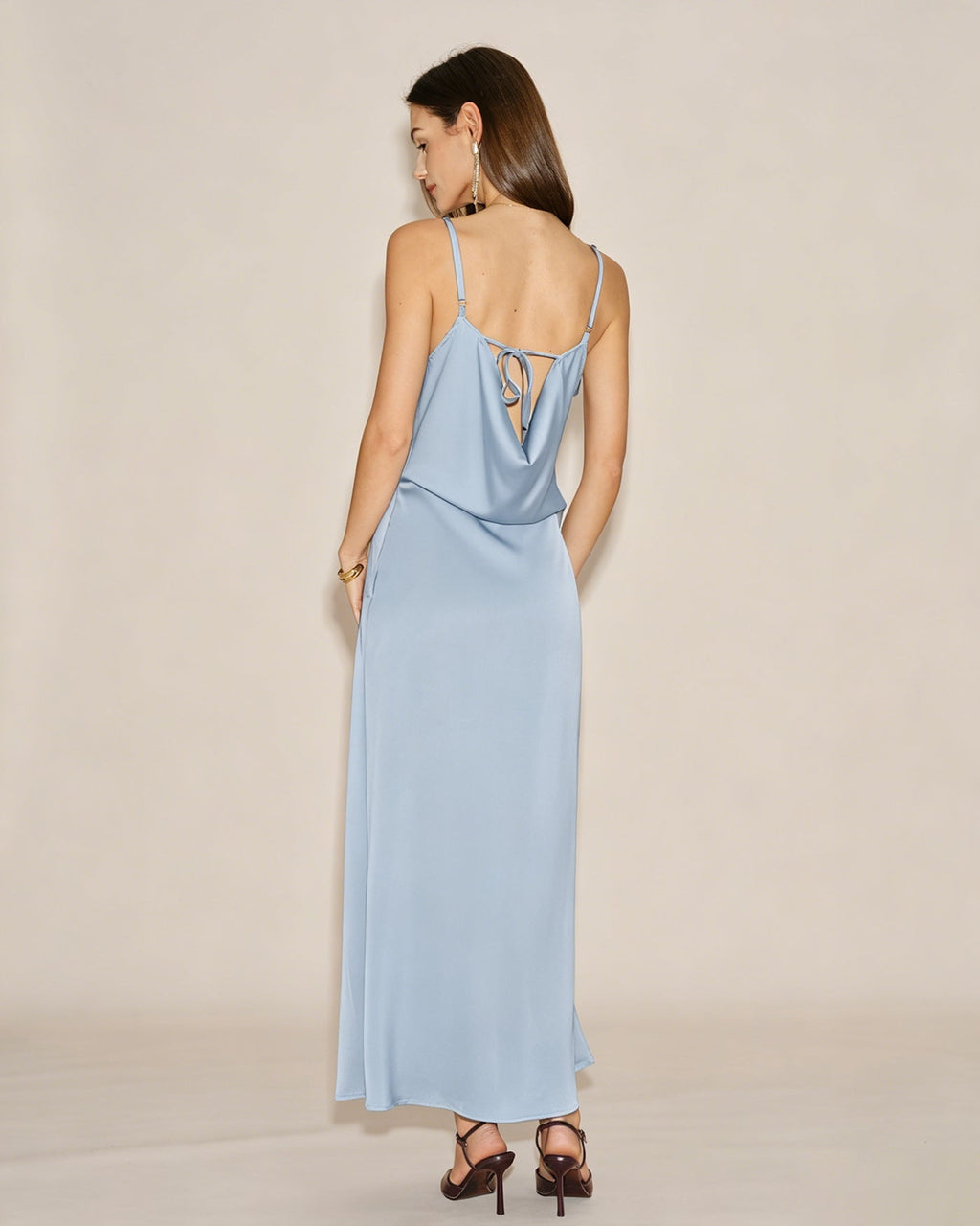 Sky Blue A-Line Maxi Dress with Slip Design
