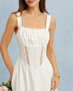 Maxi Dress with White Lace Accents