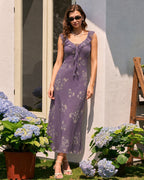 Floral Ruffle Maxi Dress in Purple