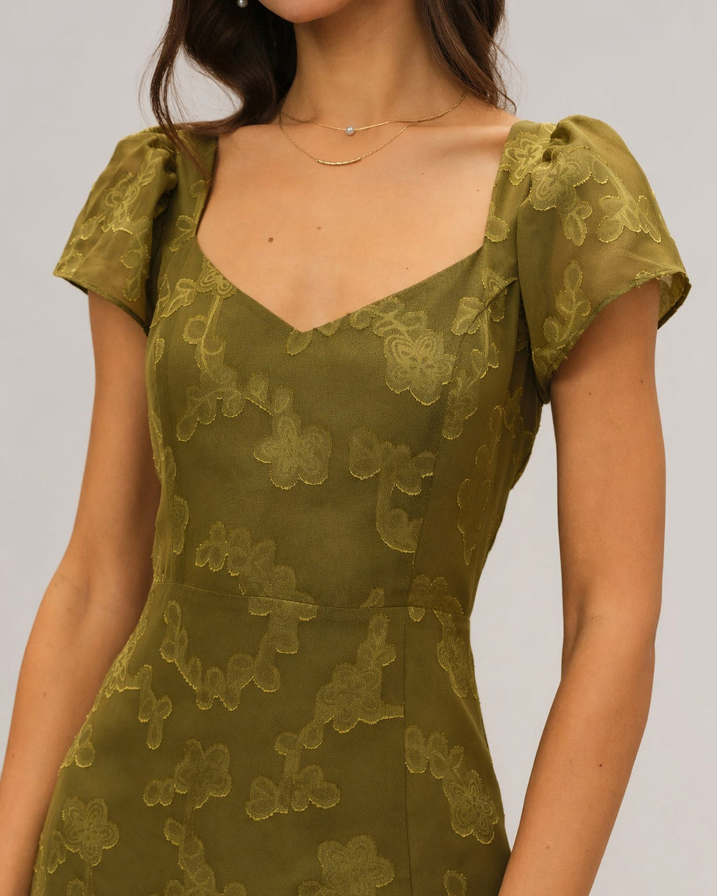 Emerald Sweetheart Neck Jacquard Maxi Gown