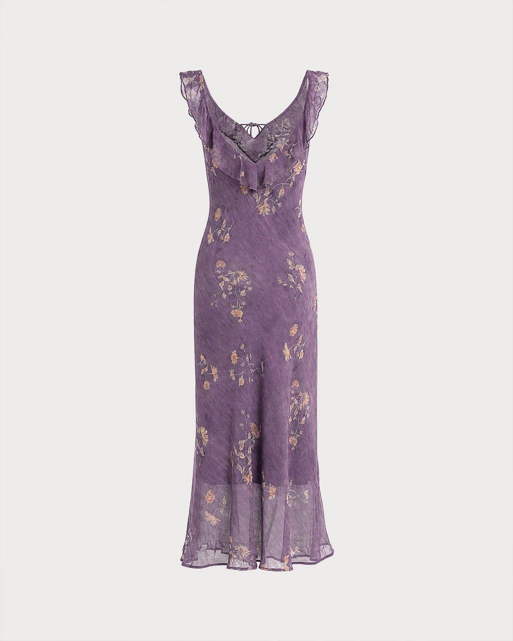 Floral Ruffle Maxi Dress in Purple