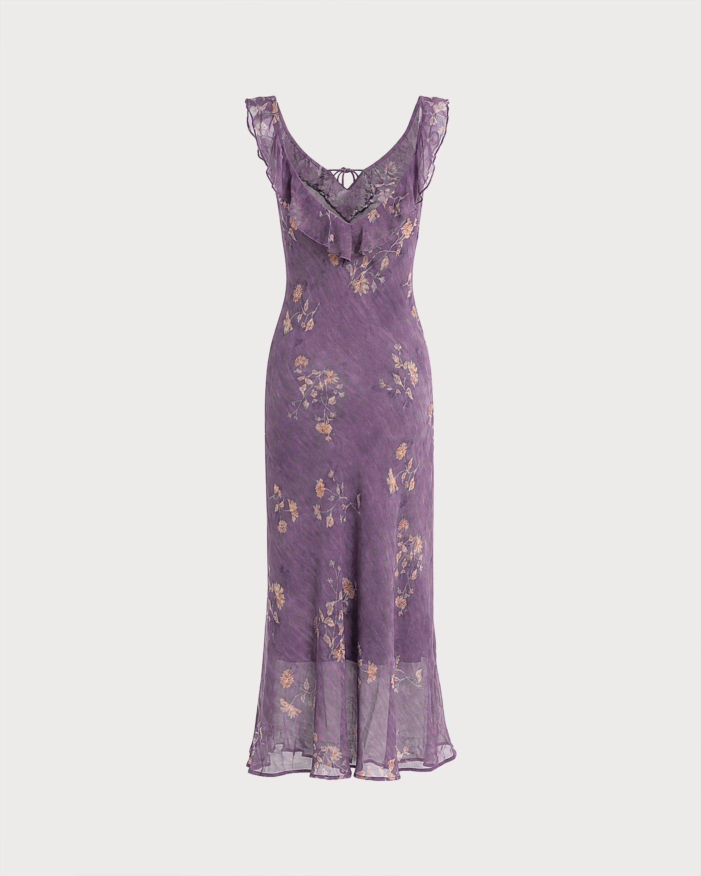Floral Ruffle Maxi Dress in Purple