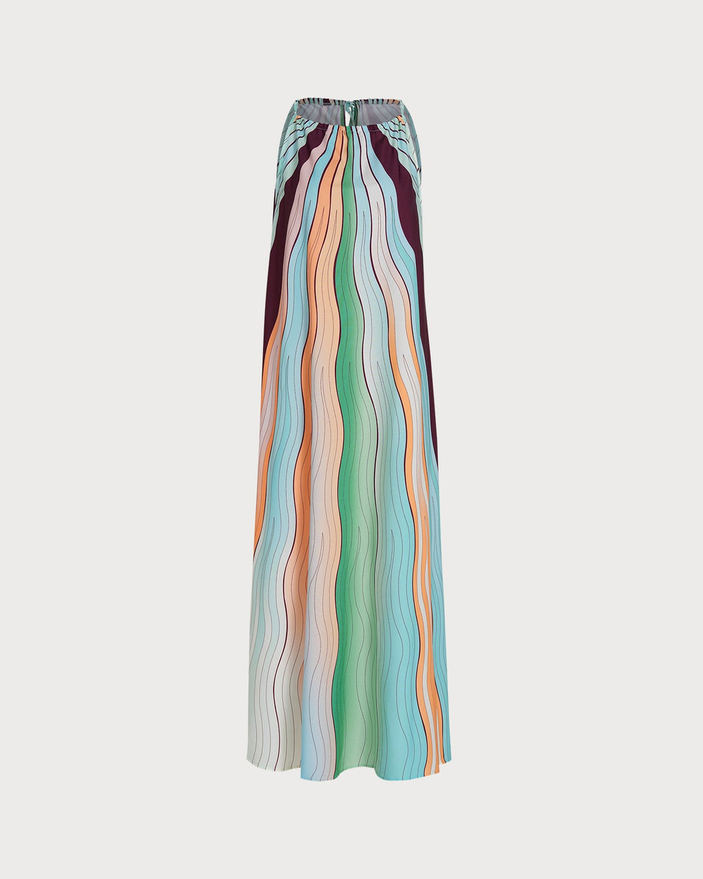 Geometric Print Maxi Dress with Round Neck