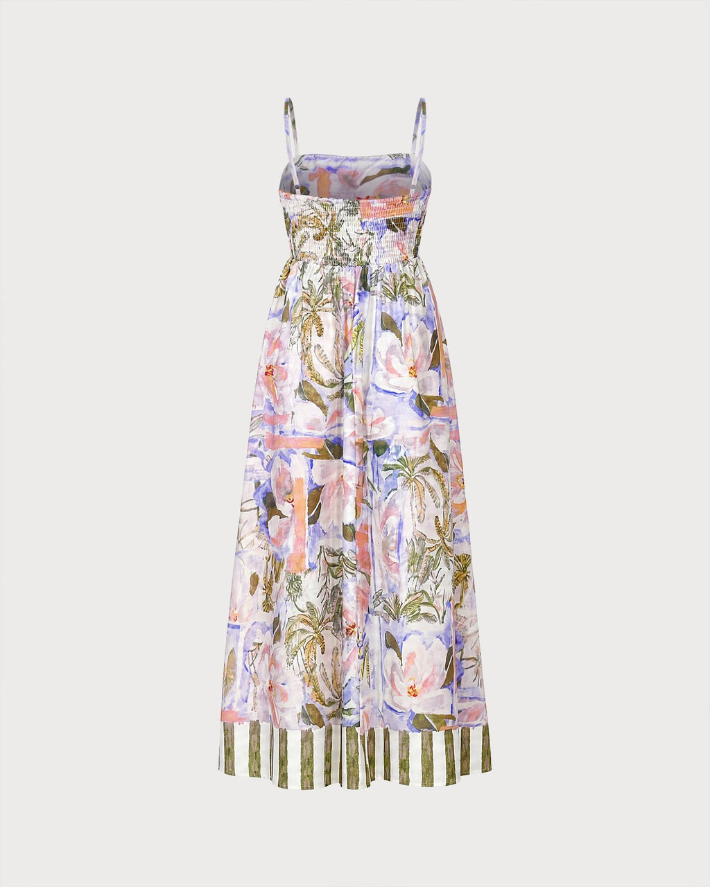 Floral Print A-Line Maxi Dress with Shirred Details