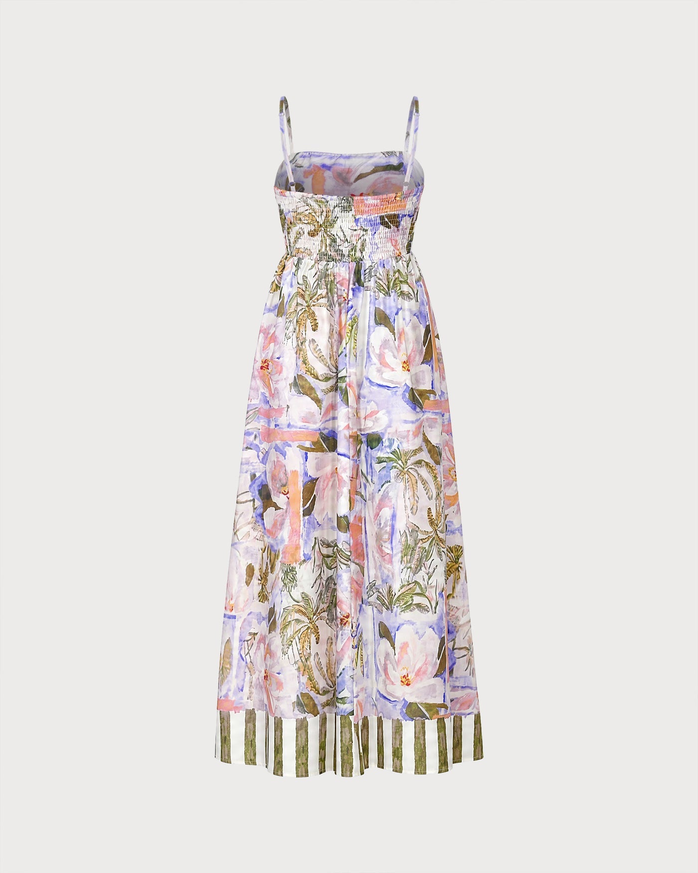 Floral Print A-Line Maxi Dress with Shirred Details