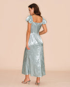 Floral Maxi Dress with Sweetheart Neckline in Green