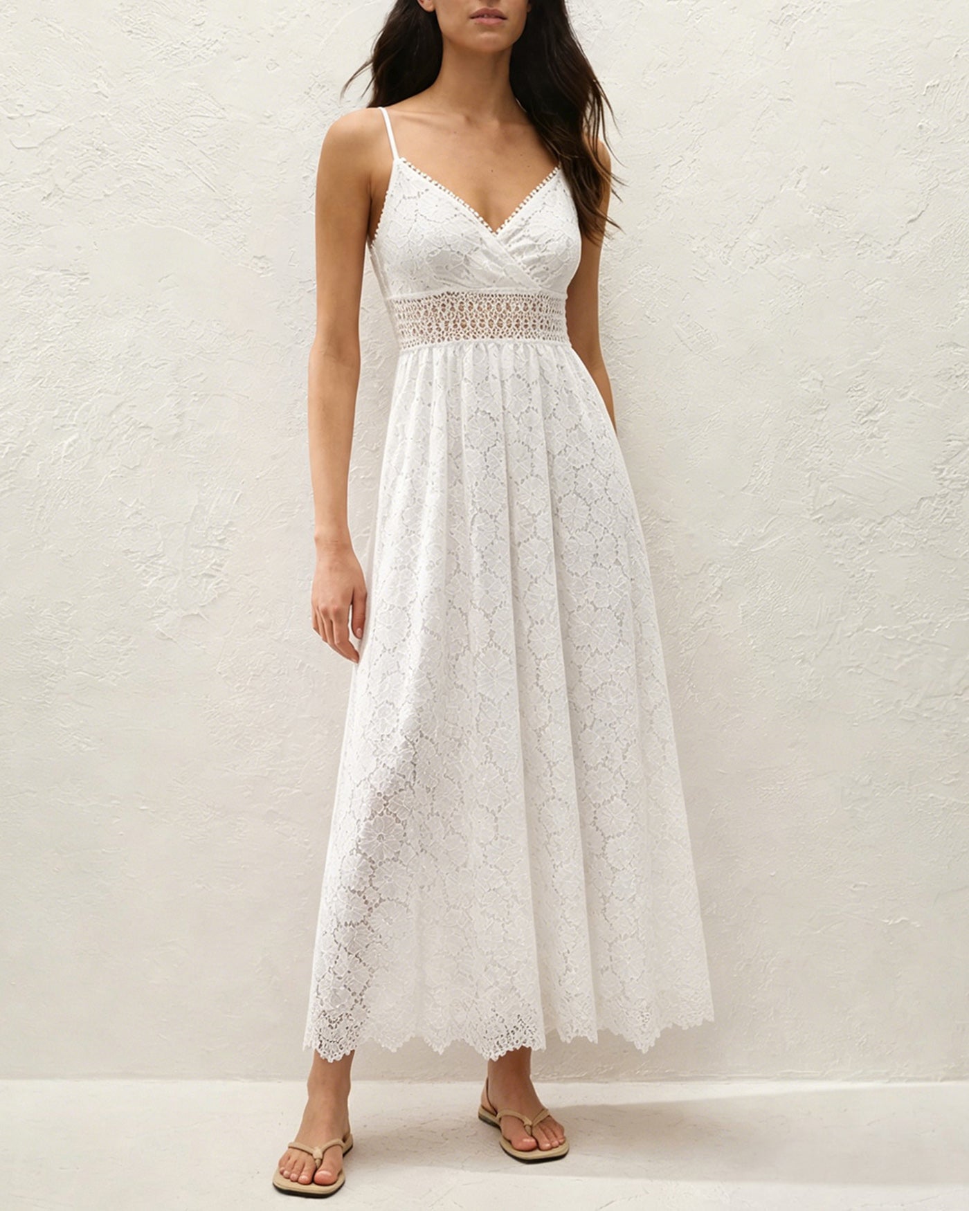 White Textured Cut-Out Maxi Dress