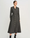 Maxi Dress in Grey with A-Line Silhouette and Button Details