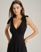 Black A-Line Maxi Dress with Tie Straps