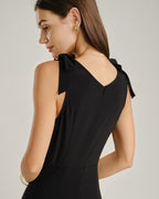 Black A-Line Maxi Dress with Tie Straps