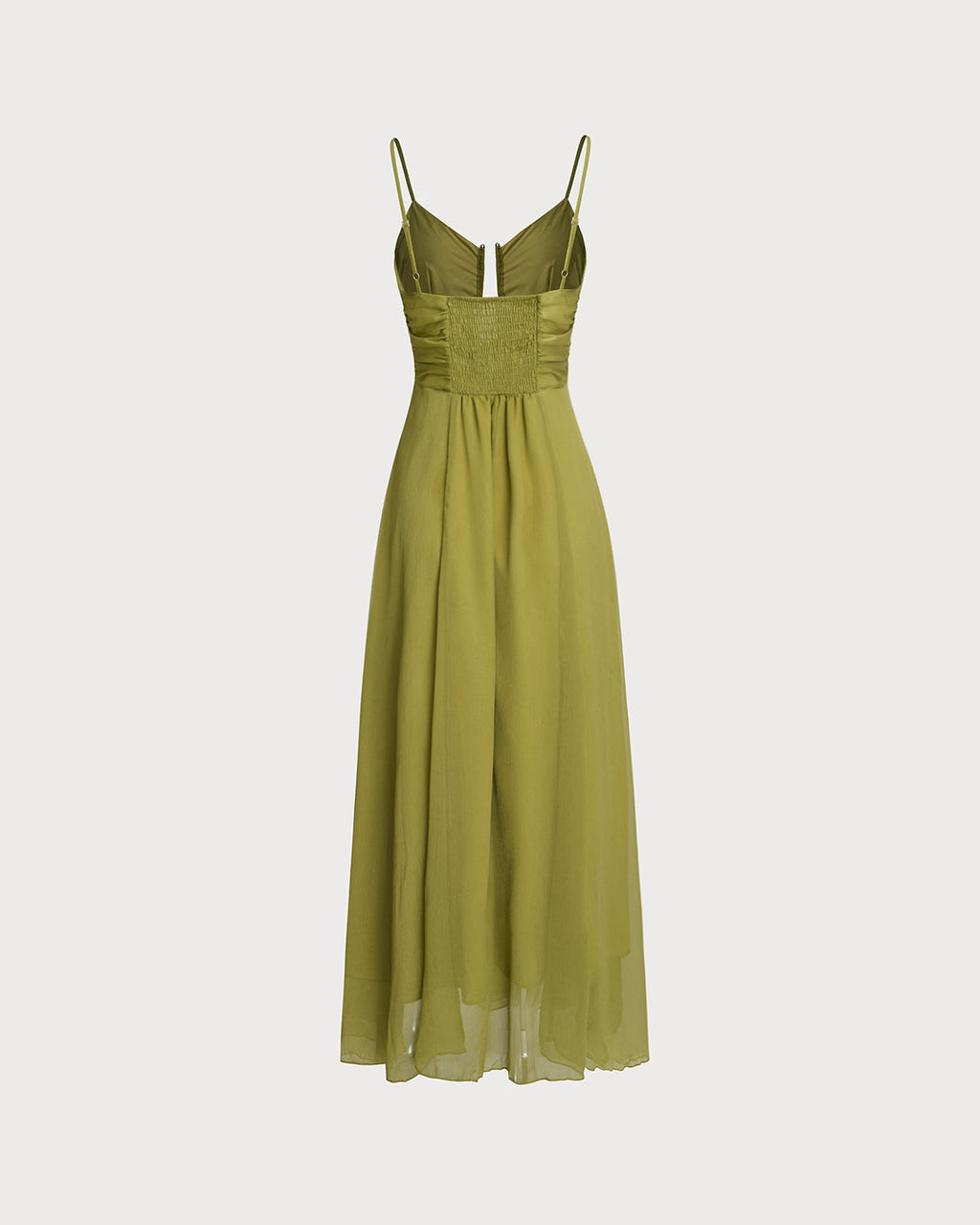 Emerald Ruched Maxi Slip Dress