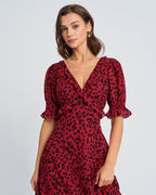 Floral Maxi Dress with V-Neck in Red