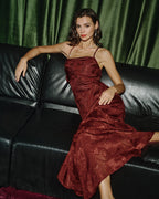 Floral Maxi Dress in Brick Red with X Cross Design