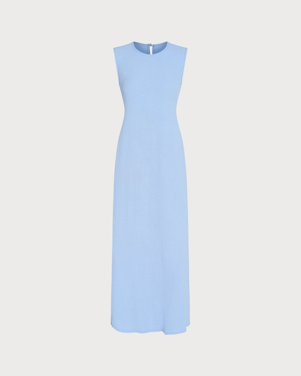 Blue Sleeveless Maxi Dress with Round Neck Tunic Style
